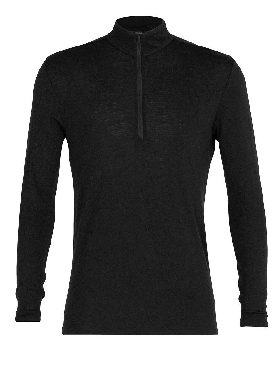 Icebreaker Merino 175 Everyday Long Sleeve Half Zip Thermal Top Férfi Base Layers Fekete | HU 1371VRWD